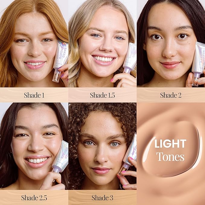 Naked Sundays BeautyScreen??SPF 50 Mineral Peptide Foundation Tint ? Skin Tint &amp Mineral Sunscreen | Radiant Buildable Coverage Acne-Safe Infused with Peptides (1 Fair Neutral 1.01 oz)