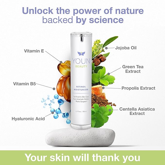 YOUN Beauty Retinol Night Cream Moisturizer for Face by Holistic Dr. Anthony Youn ? Paraben-Free Face Moisturizer with Vitamin B5 &amp E Hyaluronic Acid and Green Tea for Skin Renewal 50ml