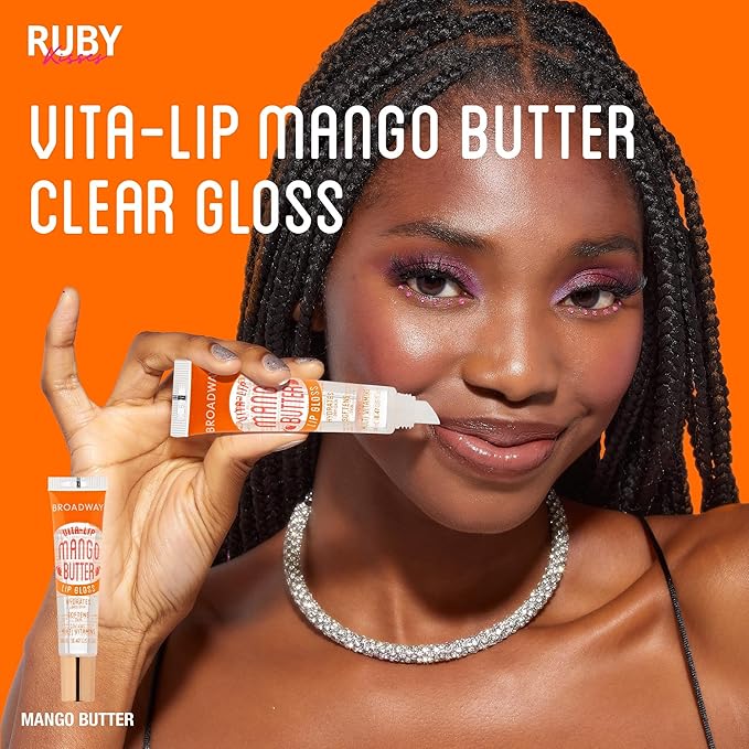Ruby Kisses Broadway Vita-Lip Clear Lip Gloss (48 Pack) Ultra-Hydrating &amp Soothing Formula with Vitamins High-Shine Non-Sticky Finish Lip Balm with Mint Rosehip Coconut Mango Argan Honey S