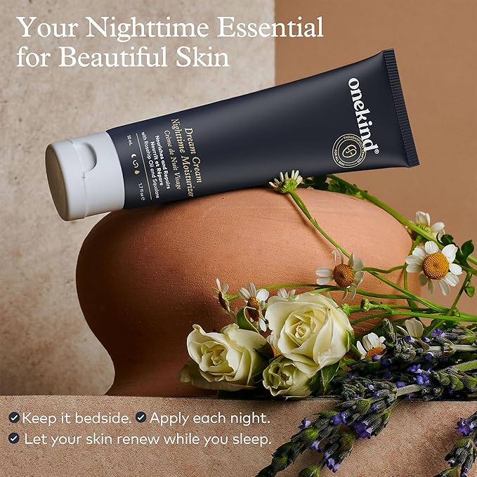 Onekind Dream Cream Night Moisturizer ? Hydrating Anti-Aging Face Cream with Squalane Rosehip &amp Shea Butter ? Fragrance-Free Vegan for Dry &amp Sensitive Skin ? 1.7 oz