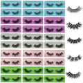 Wholesale Lashes 3D Faux Mink Eyelash Bulk 18mm Handmade Reusable Eye Lash 5 Styles Dramatic Fluffy False Lash with Glitter Portable Packing (Fluffy 5 styles-30 pairs)