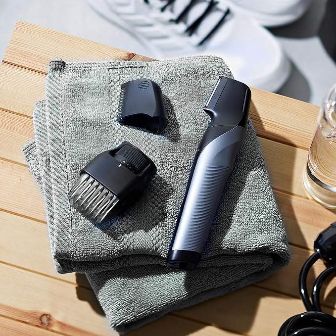 Panasonic Body Groomer for Men and Women Unisex Wet/Dry Cordless Electric Body Hair Trimmer with 2 Comb Attachments Multi-Directional Shaving in Sensitive Areas - ER-GK80-S (Black)