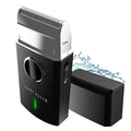 Perry Ellis Travel Electric Shaver Face Shaver for Mustache and Beard Stubble Rechargeable and Water-Resistant Foil Shaver 2 1/2-Hour Battery Capacity Black Silver