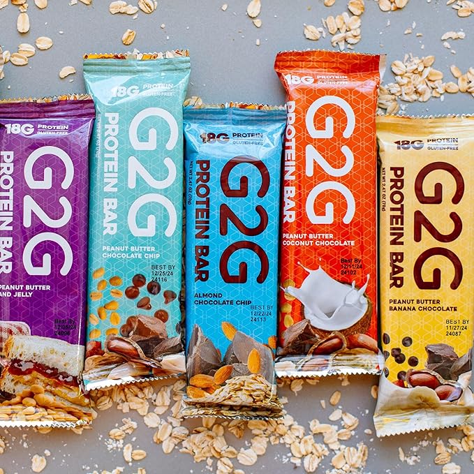 G2G Protein Bar Peanut Butter Banana Chocolate Healthy Snack Delicious Meal Replacement Gluten-Free Clean Ingredients Refrigerated for Freshness 24 Count (3 Packs of 8)