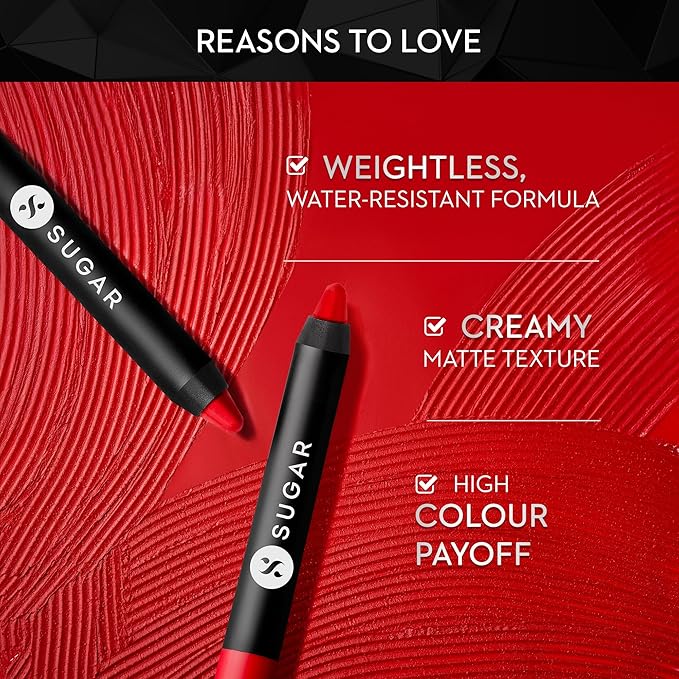 SUGAR Cosmetics Matte as Hell Crayon Lipsticks for Women Lasts Up To 8+ Hours Lip Crayon with Sharpener 2.8 g (Pack of 1) 18 ROSALIND