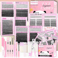 8 Styles Mix Lashes Clusters Kit 4 Box Cluster Lash Book Kit with Bond&ampSeal 1888Pcs 100D/200D/300D Volume Manga Eyelash Extension with Spikys/Bottom lash Kit for Beginners DIY at Home Easily