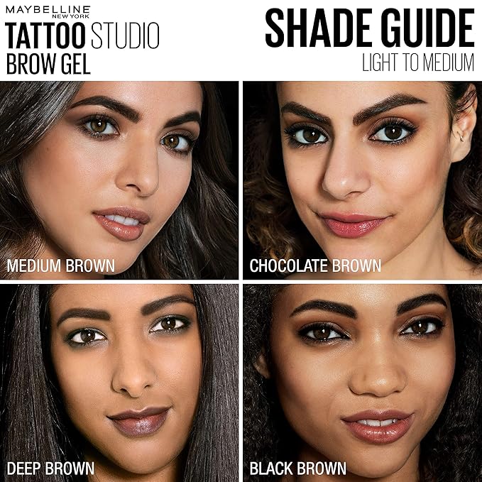 Maybelline TattooStudio Waterproof Eyebrow Gel Makeup Medium Brown 1 Count