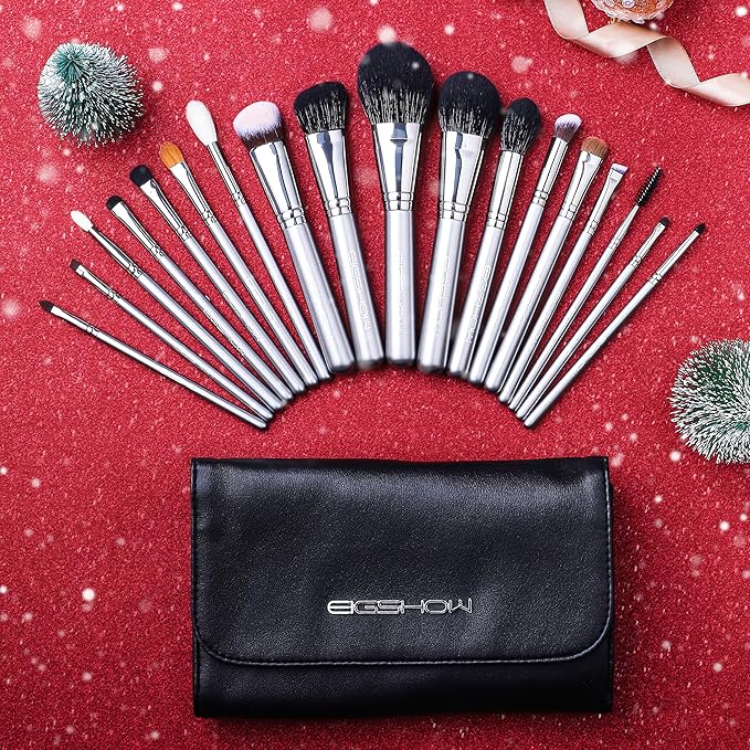 Professional Makeup Brush Set EIGSHOW High End Makeup Brushes for Foundation Powder Blending Blush Bronzer Eyeliner Eyeshadow with Case (PRO 18pcs Grey)
