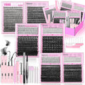6 Styles Mix Lashes Clusters Kit 3 Box Cluster Lash Book Kit with 2X Bond&ampSeal 1520Pcs 100D/200D/300D Volume Individual Eyelash Extension Gift Packs for Beginners. DIY at Home Easily